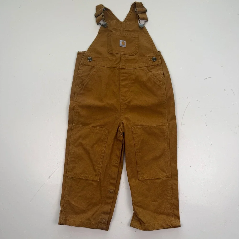Carhartt Kids Brown Duck Canvas Double Knee Bib Overall 24 months Play Outdoor